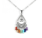 Chakra Beads and OM Symbol Silver Necklace