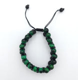 Green Tiger Eyes and Lava Stone Double-Layer Bracelet