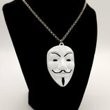 Guy Fawkes Mask White Necklace
