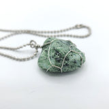 Aventurine Raw Stone Silver Necklace