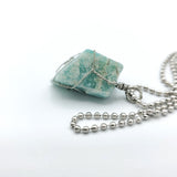 Amazonite Raw Stone Silver Necklace