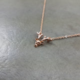 Reindeer Antler Rose Gold Necklace