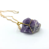 Amethyst Raw Stone Gold Necklace