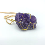 Amethyst Raw Stone Gold Necklace