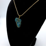 Blue Apatite Raw Stone Gold Necklace