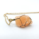 Himalayan Orange Salt Raw Stone Gold Necklace