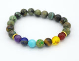 Chakra Stones and African Turquoise Bead Bracelet