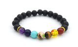 Chakra Stones and Lava Stone Bracelet
