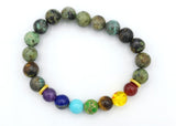 Chakra Stones and African Turquoise Bead Bracelet