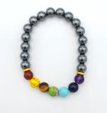 Chakra Stones and Hematite Bead Bracelet