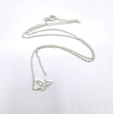 Orizuru Origami Crane Flat Silver Plated Necklace