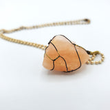 Himalayan Orange Salt Raw Stone Gold Necklace