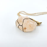 Himalayan Orange Salt Raw Stone Gold Necklace