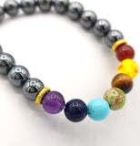 Chakra Stones and Hematite Bead Bracelet