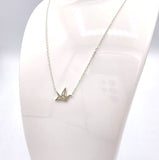 Orizuru Origami Crane Flat Silver Plated Necklace
