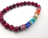 Chakra Square Stones and Red Tiger Eye Bead Bracelet