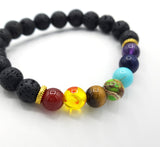 Chakra Stones and Lava Stone Bracelet
