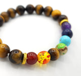 Chakra Stones and Tiger Eye Bead Bracelet