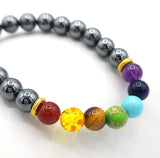 Chakra Stones and Hematite Bead Bracelet