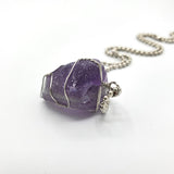 Fluorite Raw Stone Silver Necklace