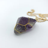 Fluorite Raw Stone Gold Necklace