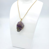 Fluorite Raw Stone Gold Necklace