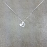 Heart Pit Bull Dog Silver Necklace