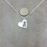 Heart Pit Bull Dog Silver Necklace
