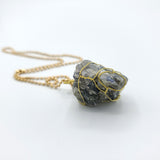 Labradorite Raw Stone Gold Necklace