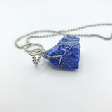 Lapis Lazuli Raw Stone Silver Necklace