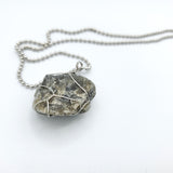 Labradorite Raw Stone Silver Necklace