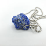 Lapis Lazuli Raw Stone Silver Necklace