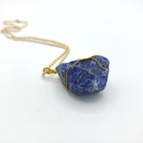 Lapis Lazuli Raw Stone Gold Necklace