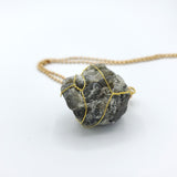 Labradorite Raw Stone Gold Necklace