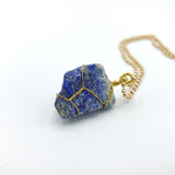 Lapis Lazuli Raw Stone Gold Necklace