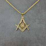 Freemason All-Seeing Eye CZ Gold Necklace
