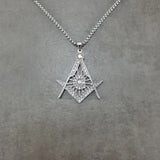 Freemason All-Seeing Eye CZ Silver Necklace
