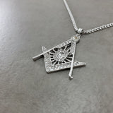 Freemason All-Seeing Eye CZ Silver Necklace