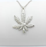 Cannabis Leaf Silver Necklace