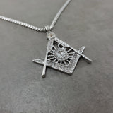 Freemason All-Seeing Eye CZ Silver Necklace