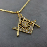 Freemason All-Seeing Eye CZ Gold Necklace