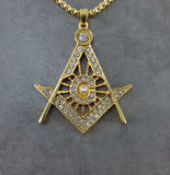 Freemason All-Seeing Eye CZ Gold Necklace
