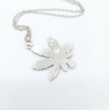 Cannabis Leaf Silver Necklace