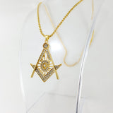 Freemason All-Seeing Eye CZ Gold Necklace