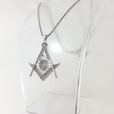 Freemason All-Seeing Eye CZ Silver Necklace