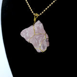 Rose Quartz Raw Stone Gold Necklace