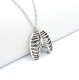 Ribcage Skeleton Silver Necklace
