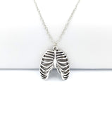 Ribcage Skeleton Silver Necklace