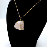 Rose Quartz Raw Stone Gold Necklace