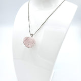 Rose Quartz Raw Stone Silver Necklace